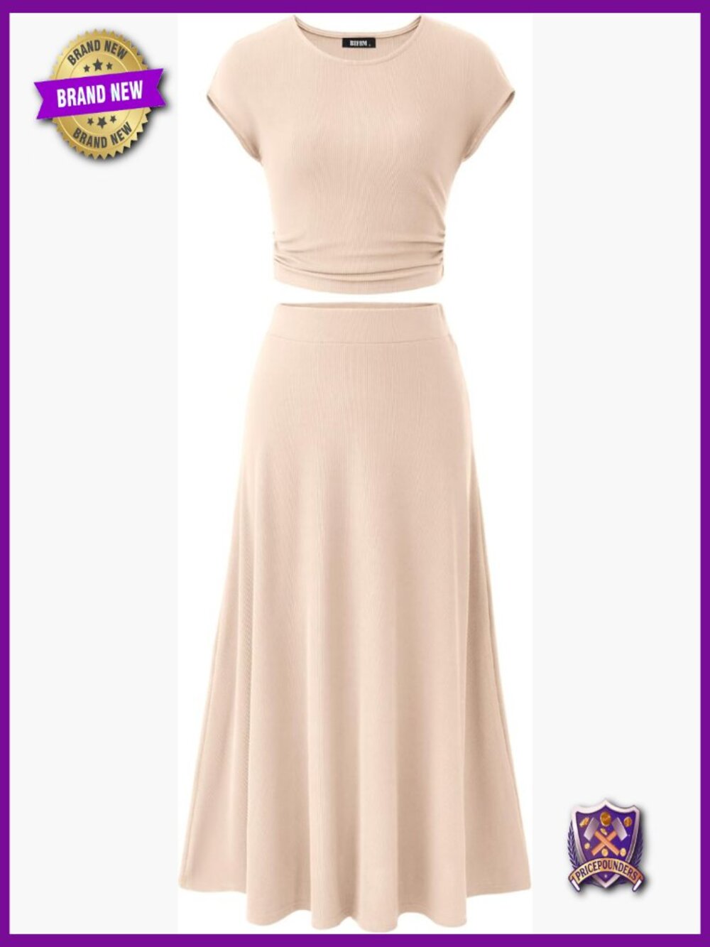 Two Piece Skirt Set - Crop Top & Midi Skirt Lounge Set